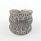 Karen Hill Tribe Wide Band 925 Sterling Silver Ring Black Oxidized  Free Size