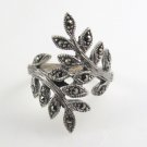 Branch Olive Leafs Wrap Marcasite 925 Sterling Silver Vintage Ring