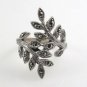 Branch Olive Leafs Wrap Marcasite 925 Sterling Silver Vintage Ring