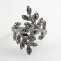 Branch Olive Leafs Wrap Marcasite 925 Sterling Silver Vintage Ring