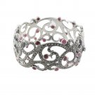 6.5" Filigree Marcasite Dot Curl Band Gemstone 925 Sterling Silver Bangle