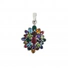 Sparkle Elegant Muticolor Gemstone 925 Sterling Silver Pendant
