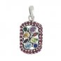 Round Rectangle Ruby Muticolor Gemstone 925 Sterling Silver Pendant