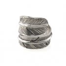 Bird Feather Leaf Wrap Tribal 925 Sterling Silver Ring Black Oxidized Size 7.5