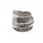Bird Feather Leaf Wrap Tribal 925 Sterling Silver Ring Black Oxidized Size 7.5