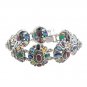 8" Cluster Oval Multicolor Gemstone Marcasite 925 Sterling Silver Bracelet