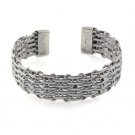 7" Flat Weave Band 925 Sterling Silver Cuff Bracelet