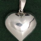 Puffy Shiny Love Heart 925 Sterling Silver Dangle Pendant Polish