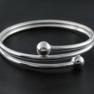 8" Round Ball End Spiral 925 Sterling Silver Jewelry Bracelet Bangle Polish Tube