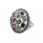 Round Ball Oval Cluster Multicolor Marcasite 925 Sterling Silver Ring
