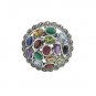 Round Ball Oval Cluster Multicolor Marcasite 925 Sterling Silver Ring