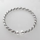 7.5" Twist Rope Ball End 3.5mm 925 Sterling Silver Cuff Bracelet