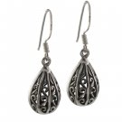 Curl Balloon Vintage Dangle 925 Sterling Silver Earrings Black Oxidized Bali