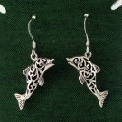 Leap Fish Filigree 925 Sterling Silver Black Oxidized Dangle Earrings Bali