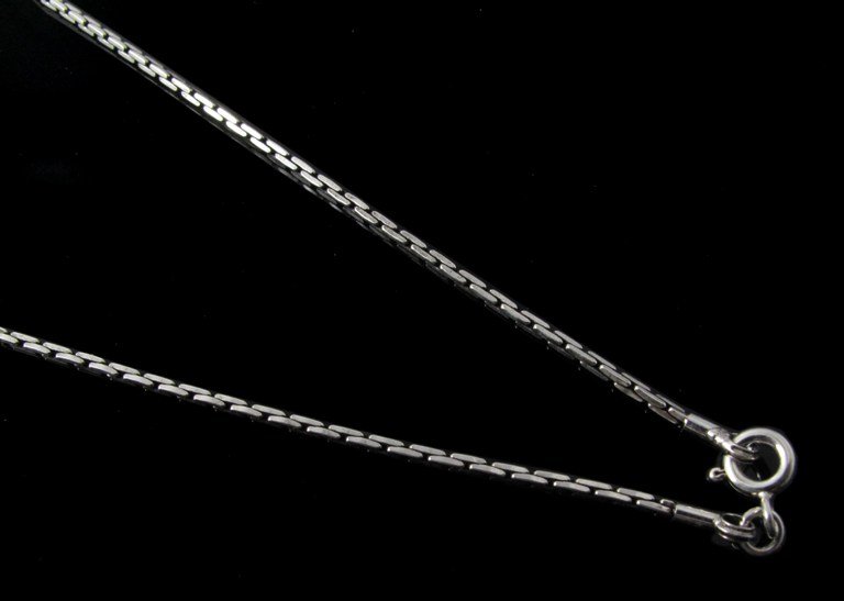 Flat Rice Grain Stack 1.2mm 925 Sterling Silver Chain Necklace Black Oxidized