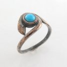 Snake Curl Crawl Spiral Turquoise 925 Sterling Silver Ring Black Oxidized