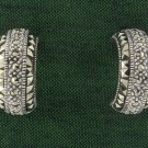 Half Hoop Facet Marcasite 925 Sterling Silver Stud Earrings