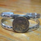 6" Indian Coin Tribal 925 Sterling Silver Cuff Bracelet
