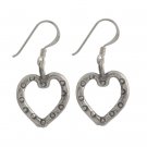 Love Open Heart Stamp 925 Sterling Silver Earrings Karen Hill Tribe Hook Dangle