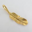 Gold Plated Curve Bird Feather Leaf 925 Sterling Silver Pendant Charm