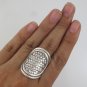 Karen Hill Tribe Round Oval Basket Weave 925 Sterling Silver Ring Free size 8.5