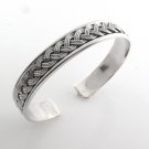 6.75" 10mm Flat Braid Band Bali 925 Sterling Silver Cuff Bracelet