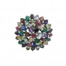 Sparkle Blossom Flower Cluster Multicolor Gemstone 925 Sterling Silver Ring