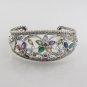 6.5" Floral Marcasite Multicolor Gemstone 925 Sterling Silver Cuff Bracelet