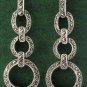 Graduated Hoop Ring Round Chain Drop Marcasite 925 Sterling Silver Earrings