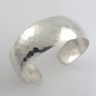 6.5" 25mm Hammered 925 Sterling Silver Round Dome Band Cuff Bracelet Polish