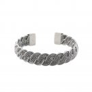 6.5" Twist Wave Braid Band 925 Sterling Silver Cuff Bracelet Black Oxidized