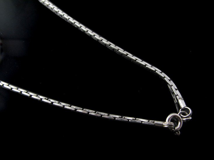 Flat Rice Grain Stack 1.5mm 925 Sterling Silver Chain Necklace Black Oxidized