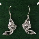 Koi Carp Fish Filigree 925 Sterling Silver Black Oxidized Dangle Earrings