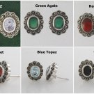 Blossom Flower Button Marcasite 925 Sterling Silver Stud Earrings