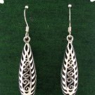 Flame Filigree Teardrop Shape 925 Sterling Silver Black Oxidized Earrings Bali