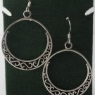 Circle Ring Filigree 925 Sterling Silver Dangle Earrings Bali Black Oxidized