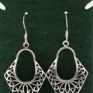 Basket Filigree Sterling 925 Silver Black Oxidized Dangle Earrings Bali