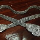 39" Pikul Flower Floral Engrave Chain Weave Braid Band 925 Sterling Silver