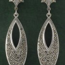 Fleur de Lis Marquise Marcasite 925 Sterling Silver Stud Earrings