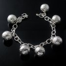 7.5" Hammer 15mm Ball Dangle 925 Sterling Silver Link Chain Bracelet