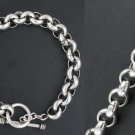 7" Round Rolo Ring Link 7mm 925 Sterling Silver Chain Bracelet Toggle Oxidized