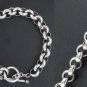 7" Round Rolo Ring Link 7mm 925 Sterling Silver Chain Bracelet Toggle Oxidized