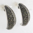 Taper Teardrop Facet Marcasite 925 Sterling Silver Stud Earrings