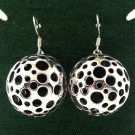 Bubble Ball Sphere 925 Sterling Silver Black Oxidized Dangle Earrings