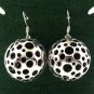 Bubble Ball Sphere 925 Sterling Silver Black Oxidized Dangle Earrings