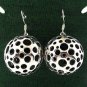 Bubble Ball Sphere 925 Sterling Silver Black Oxidized Dangle Earrings