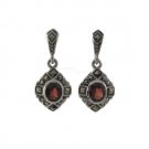 Diamond Stone Vintange Marcasite Dangle 925 Sterling Silver Earrings