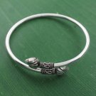Cross Over Lotus Flower 925 Sterling Silver Cuff Bracelet Bali Black Oxidized