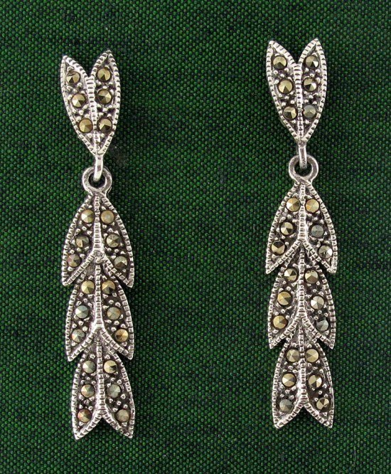 Multi Arrow Drop Marcasite 925 Sterling Silver Stud Earrings