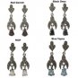 Pear Gem Stone Dangle Marcasite Stone 925 Sterling Silver Earrings